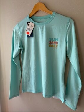 Salt Life SLX Vapor Sun Sand Salt Long Sleeve Performance Shirt Small Aqua UV